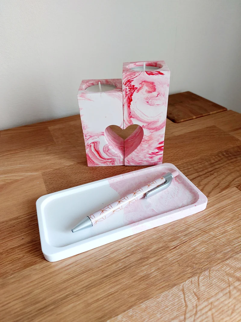 Kleines Tablett/Schälchen Herz-Teelicht 2teilig