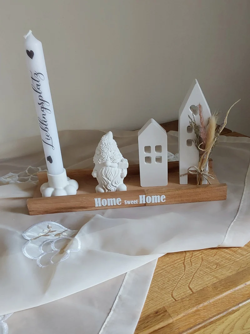 Geschenk-Set Holztablett Häuschen Wichtel