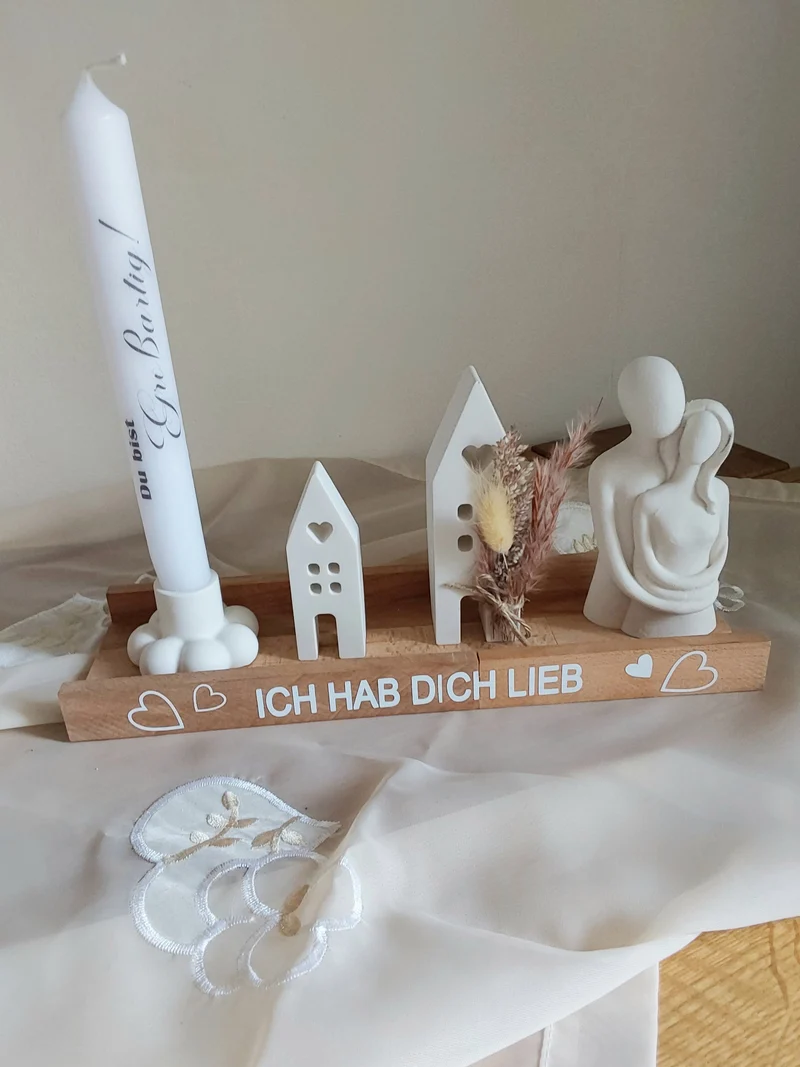 Geschenk-Set Holztablett Häuschen Valentinstag