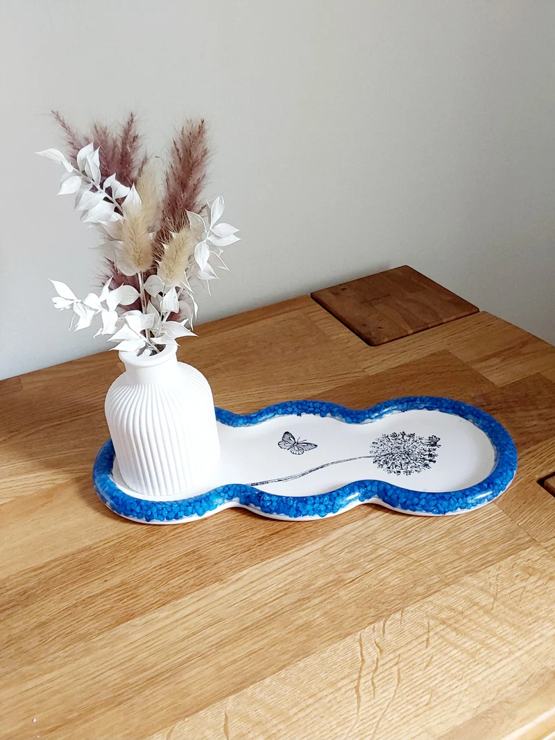 Dekoteller oval mit Väschen