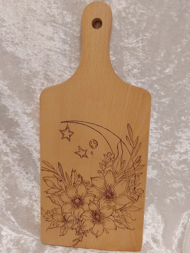 Schneidbrett Mond Blumen