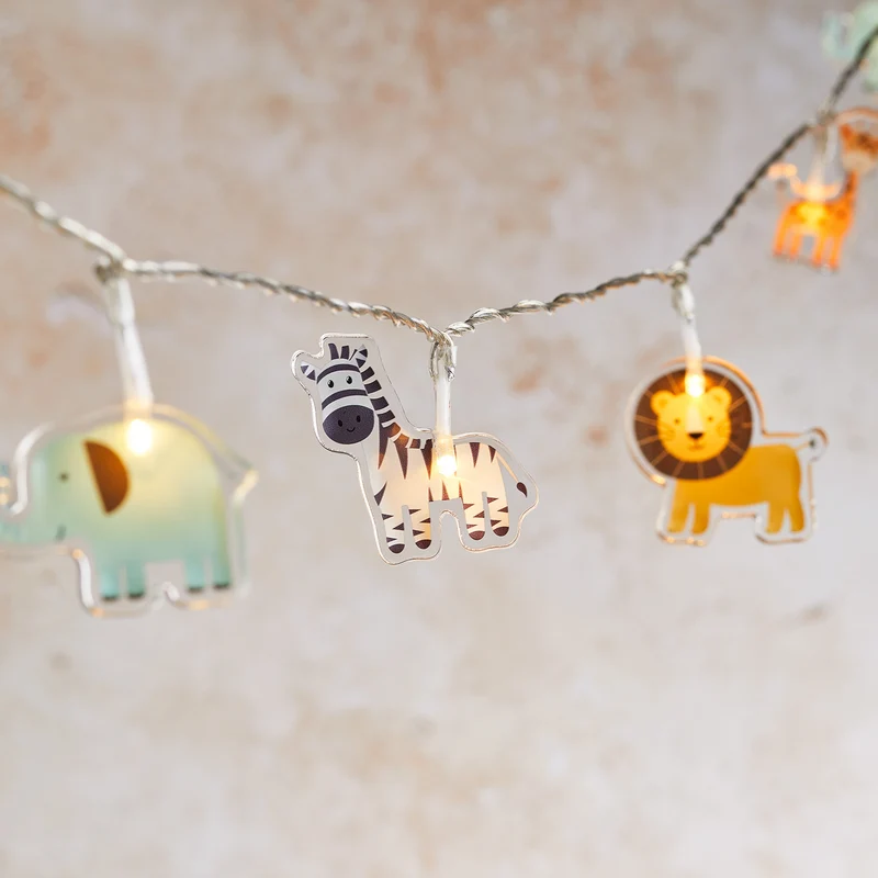 12er Safari Lichterkette Kinderzimmer