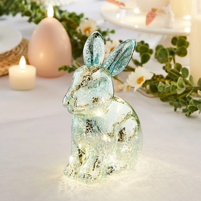 LED Osterdeko Hase aus Glas
