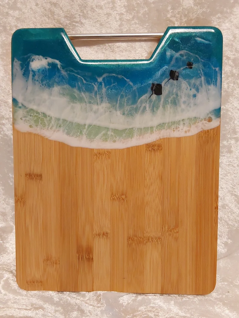 Servier- & rühstücksbrettchen mit Resin Design Rochen