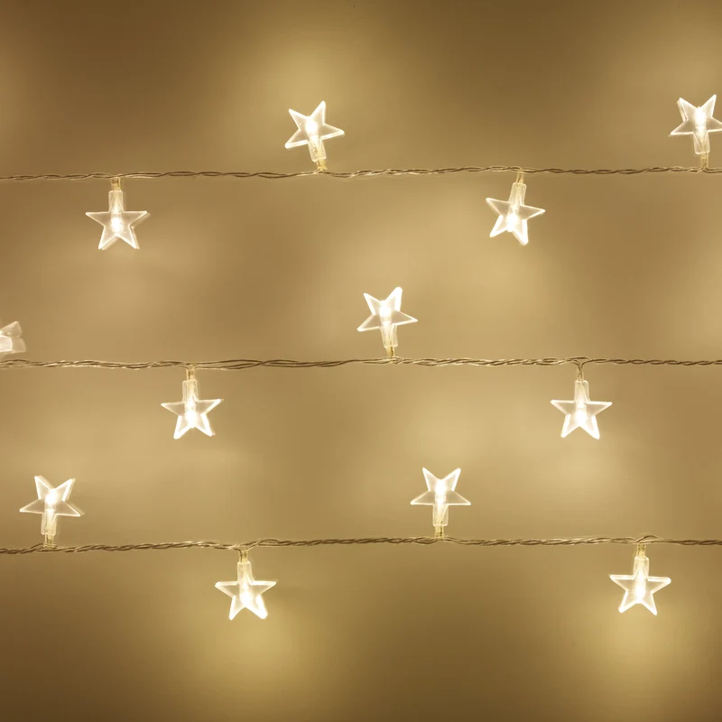 30er LED Lichterkette Stern warmweiß