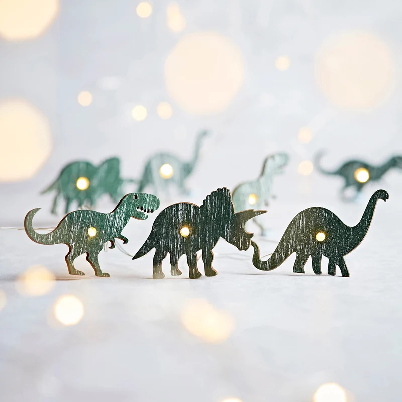 20er Dino Lichterkette aus Holz