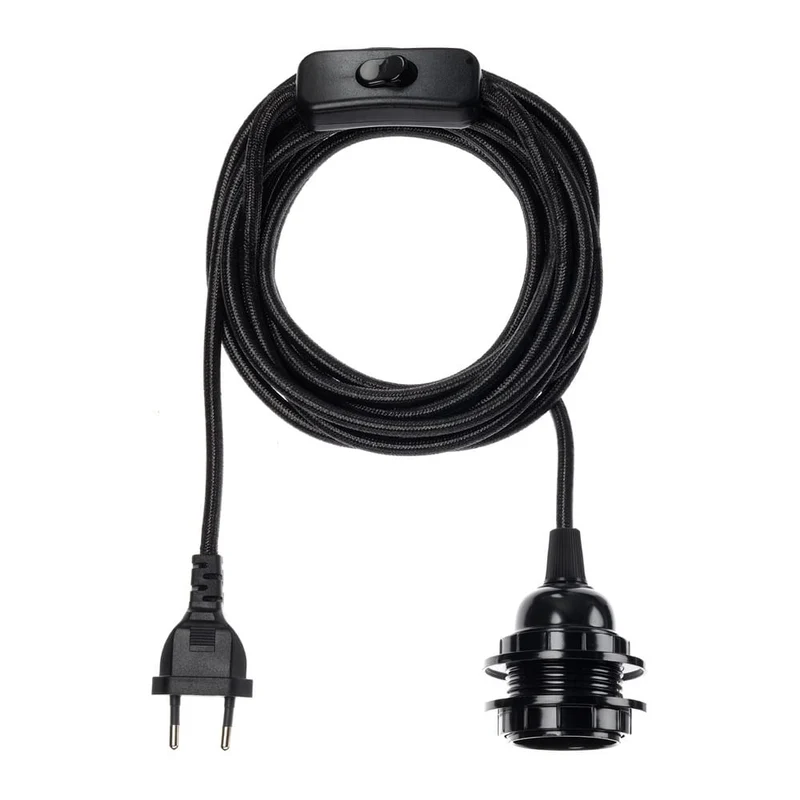 Lampenfassung mit Schalter, Schwarz, für Bodenlampen