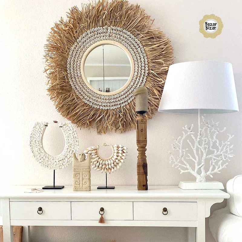 Wandspiegel rund mit Muscheln | 75 cm