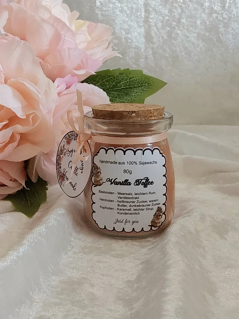 Duftkerze im Glas, Vanille Toffee 80g