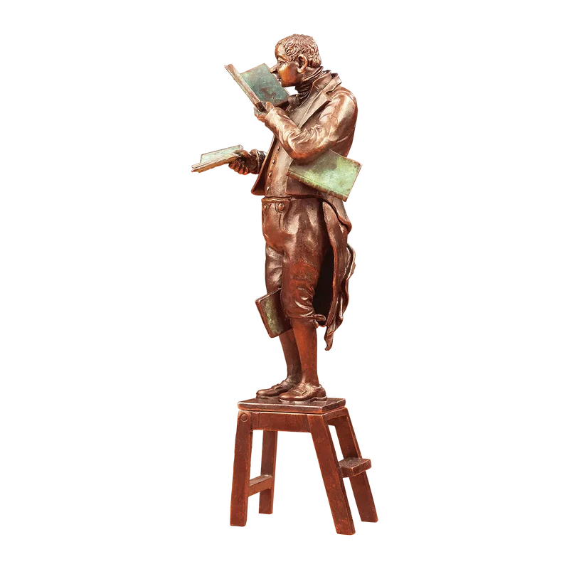 Skulptur "Der Bücherwurm", Version in Metallguss
