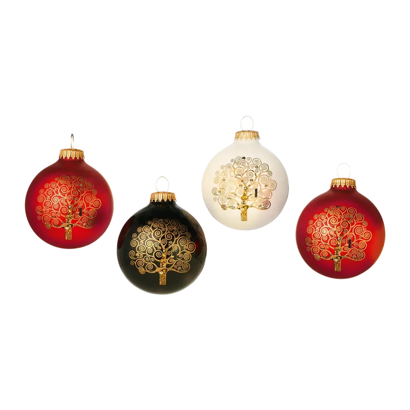 4er-Set Weihnachtsbaumkugeln "Lebensbaum"
