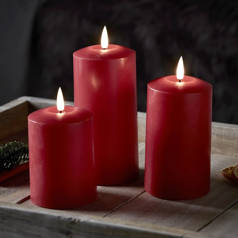 TruGlow® LED Kerzen Echtwachs Trio rot