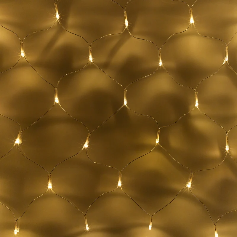 LED Solar Lichternetz 100er Warmweiß Transparentes Kabel