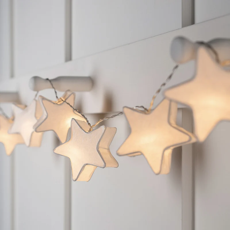 10er LED Papier Stern Lichterkette Batterie