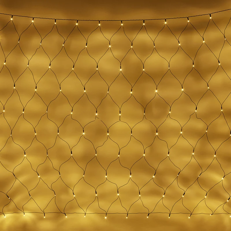 Essential Connect 2m x 1.5m 140er LED Lichternetz warmweiß koppelbar grünes Kabel