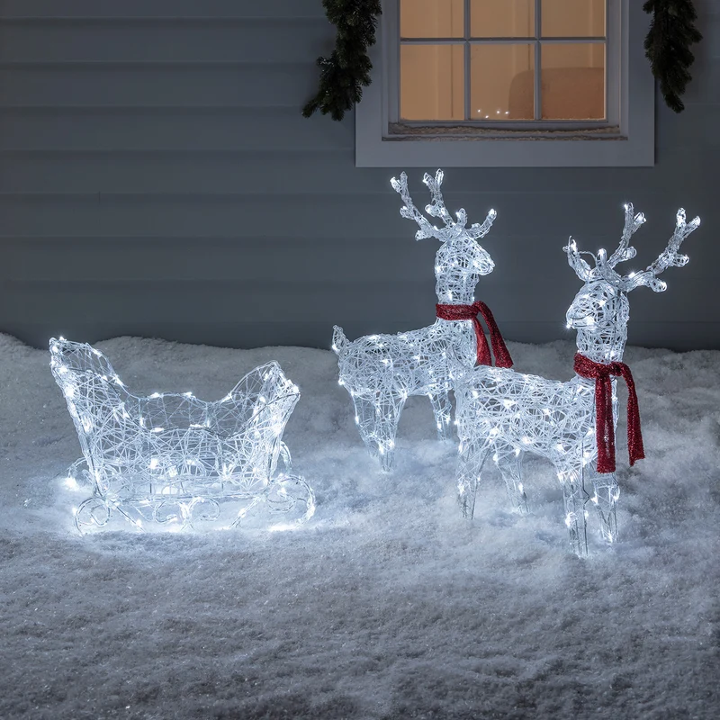 Batteriebetriebene LED-Rentiere mit Schlitten Swinsty