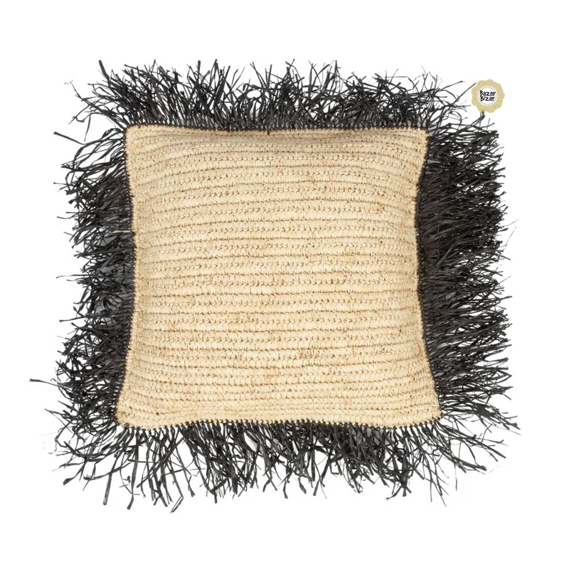 Raffia Kissen im Boho Style