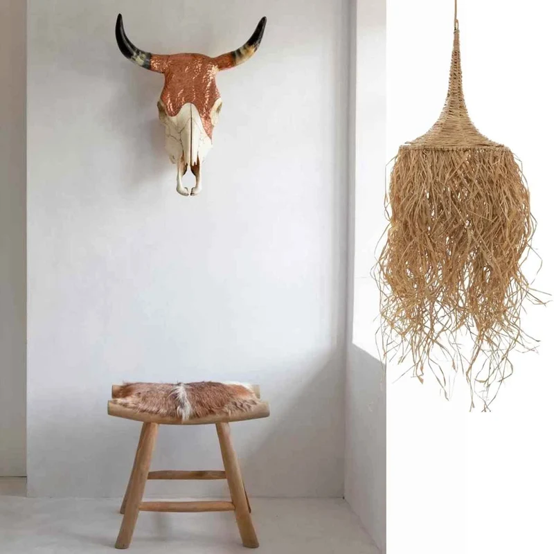 Hoher Lampenschirm HONOLULU aus Rattan & Bast | 150 cm