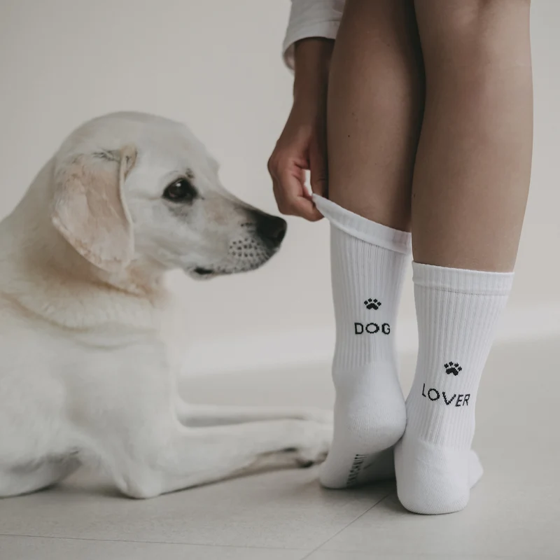 Eulenschnitt Socken Dog Lover weiß Größe 39-42