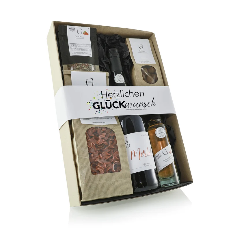 Herzlichen Glückwunsch – Geschenkset mit Alkohol