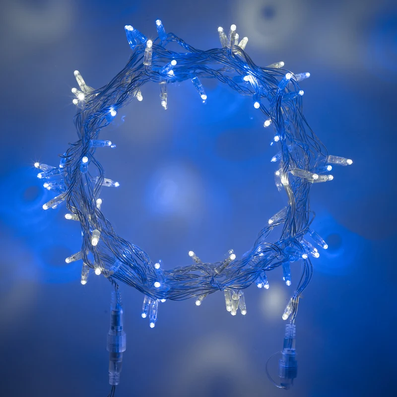 Core Connect 10m 100er LED Lichterkette blau weiß koppelbar transparentes Kabel