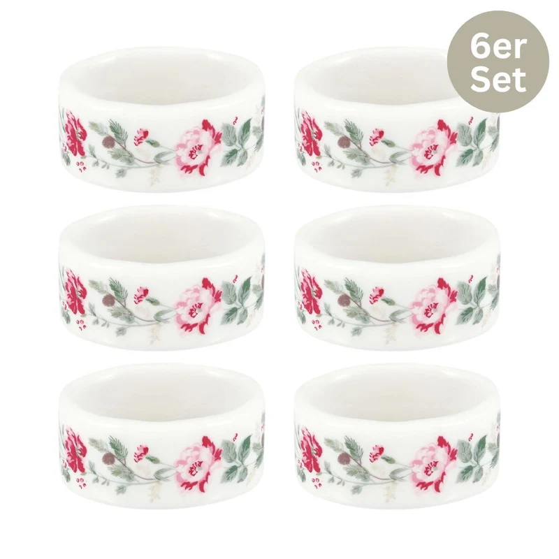 Greengate Serviettenring Leonora weiß 6-er Set
