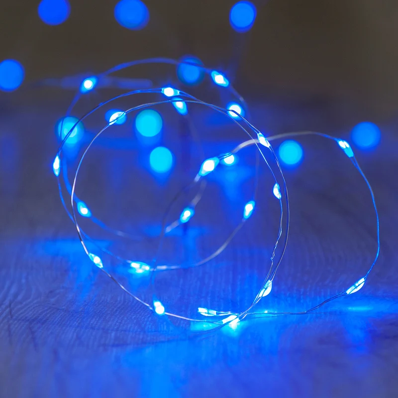 Batteriebetriebene 20er Mikro-LED-Lichterkette in Blau
