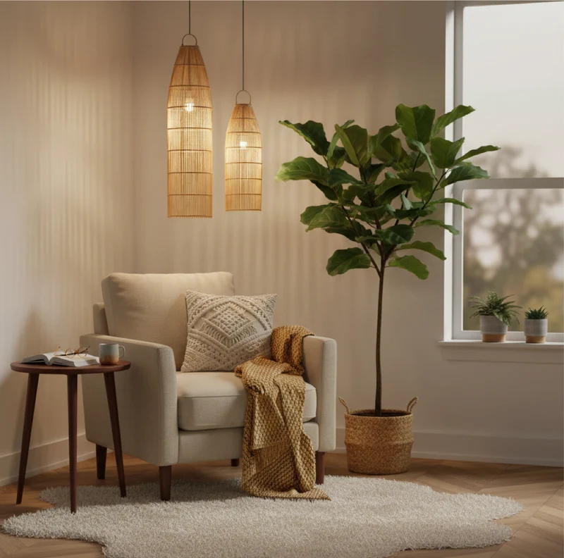 Rattan Lampenschirm "Fischernetz"