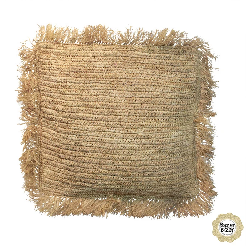 Kissen aus Bast "Braun Raffia"