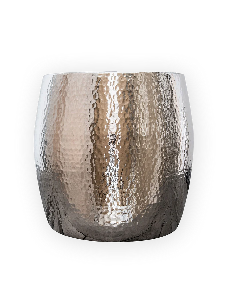 Hocker / Beistelltisch, Metall – silber