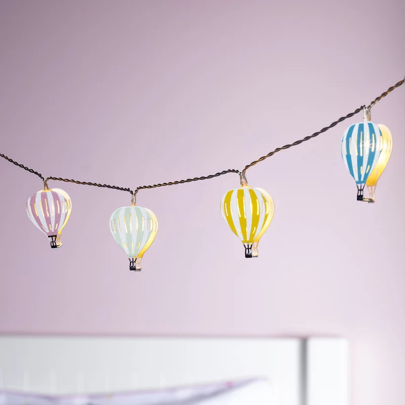 12er Heißluftballons Lichterkette Kinderzimmer