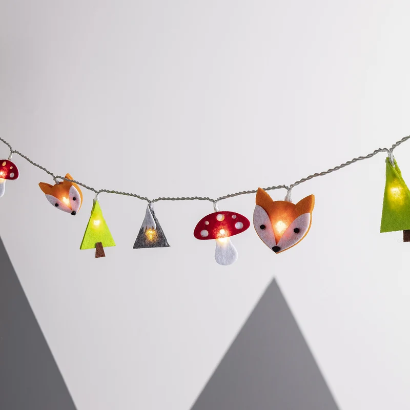16er Woodland Filz Kinder Lichterkette