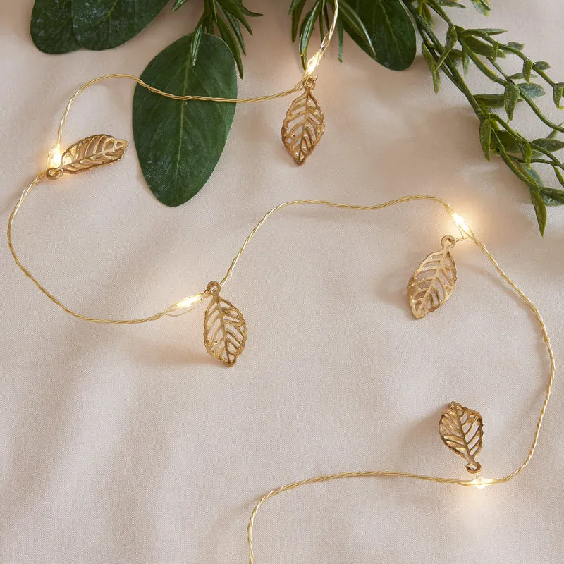 Batteriebetriebene 20er Mikro-LED-Lichterkette mit goldenen Blättern in Warmweiß