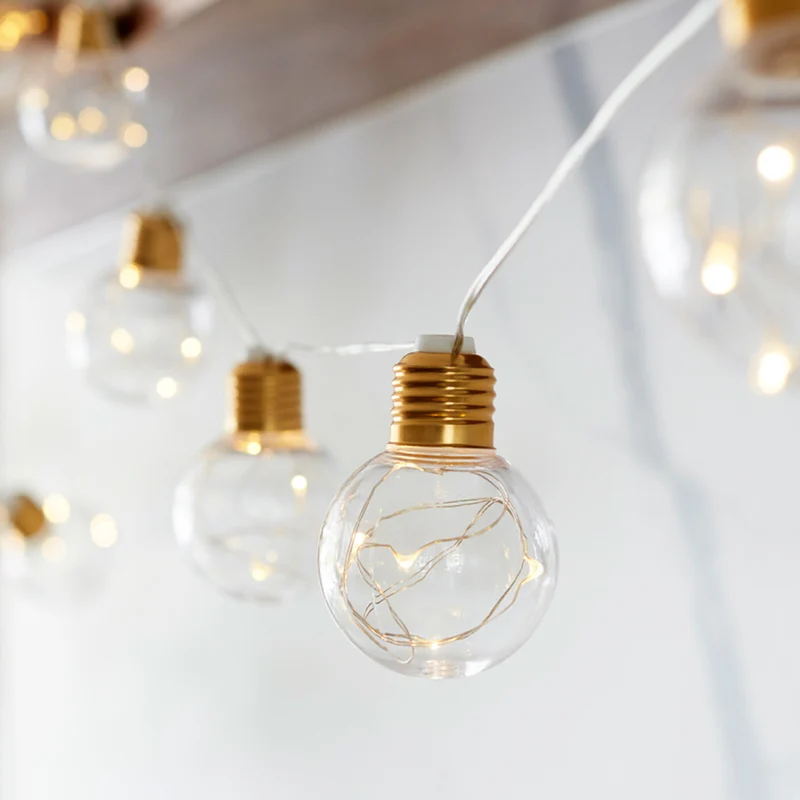 Batteriebetriebene 10er Mikro-LED-Glühbirnenlichterkette in Kupferfarben