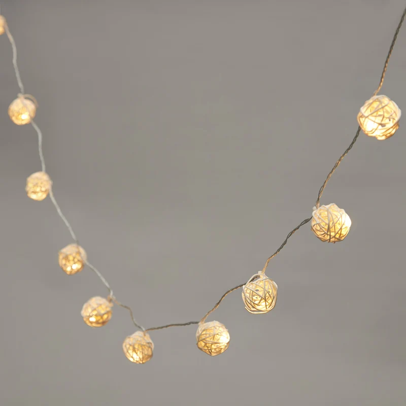 16er LED Rattan Lichterkette warmweiß Batteriebetrieb