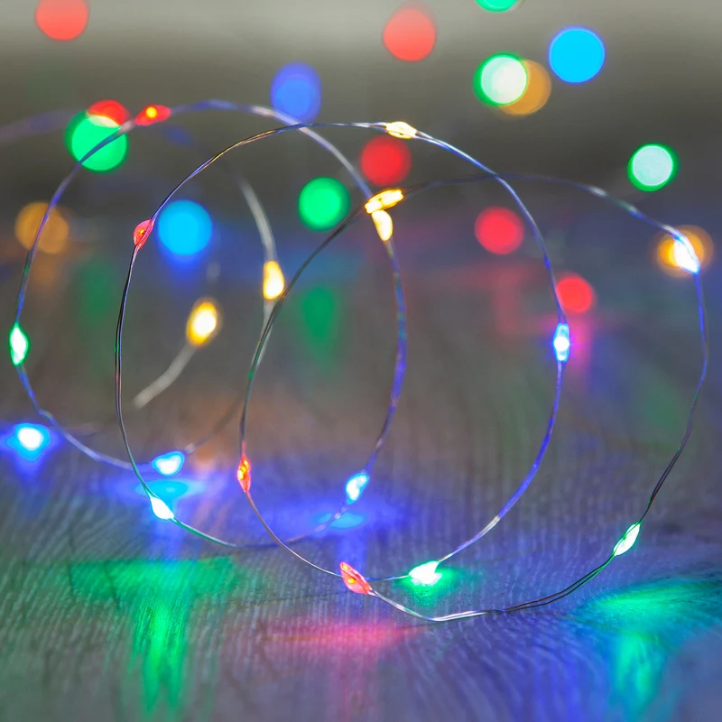 Batteriebetriebene 20er Mikro-LED-Lichterkette in Bunt
