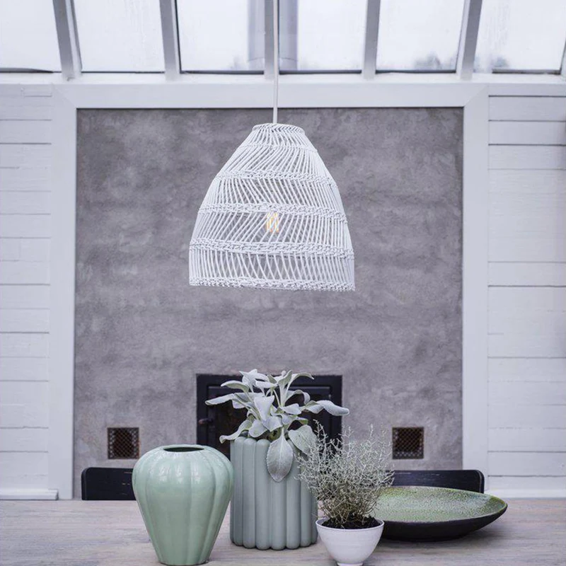 Rattan Lampe Weiß Maja