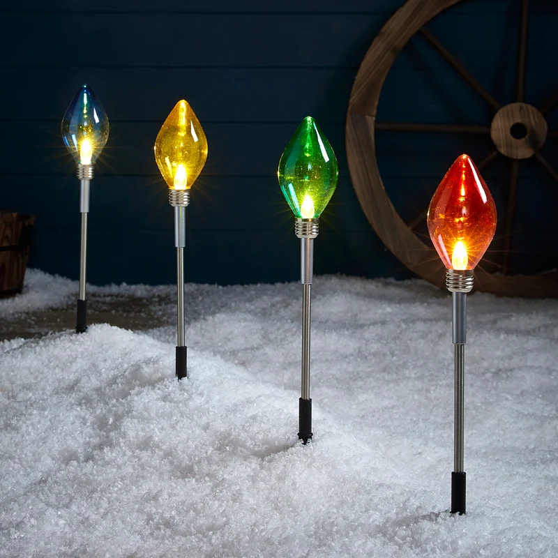 4er Set LED Stableuchten mehrfarbig Weihnachtsdeko außen