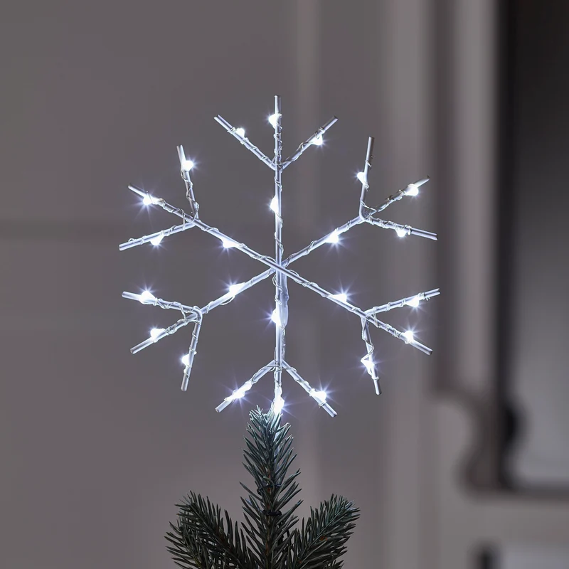LED Schneeflocken Baumspitze Weihnachtsbaumdeko weiß