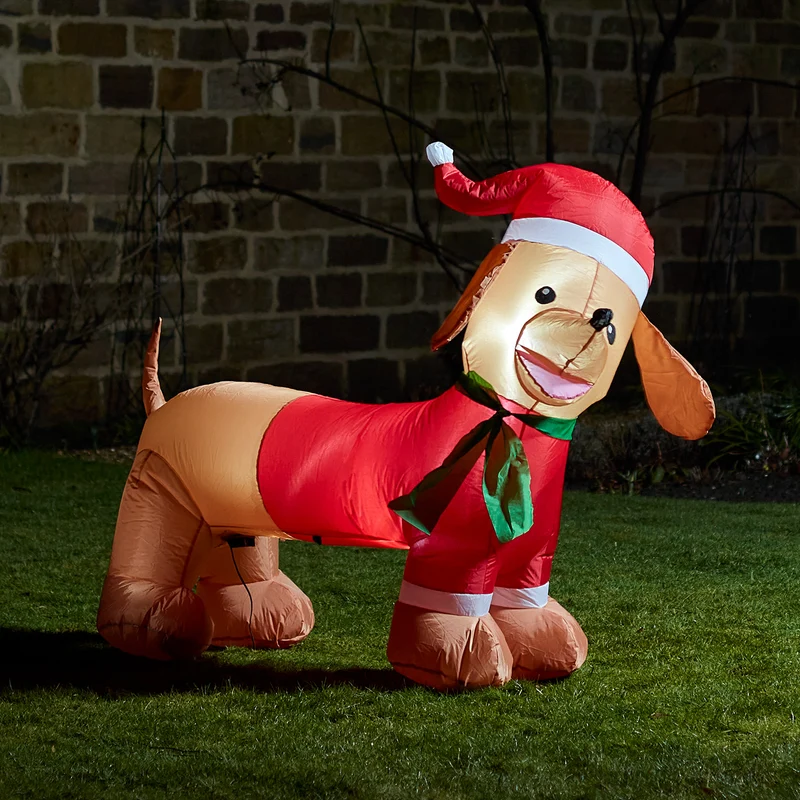 LED Dackel Weihnachtsfigur aufblasbar