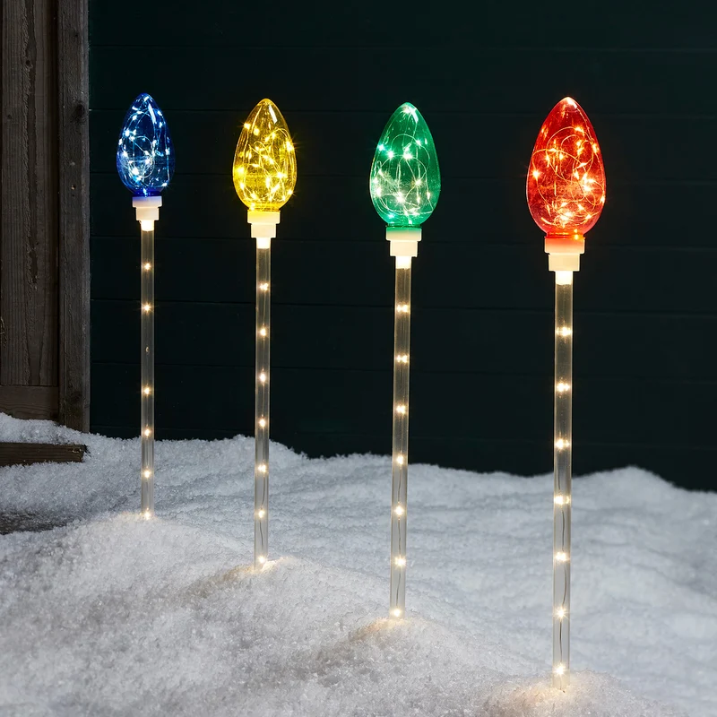 4er Set Stableuchten Weihnachtsdeko außen bunt