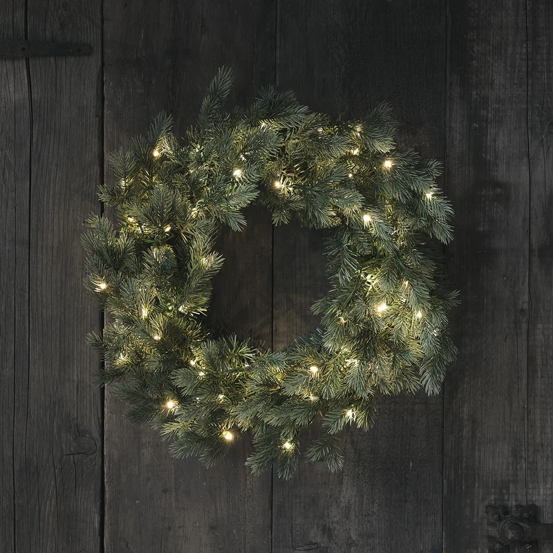 45cm Bicolor LED Weihnachtskranz Tannenzweige