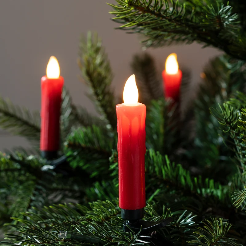 20er LED Weihnachtsbaumkerzen rot