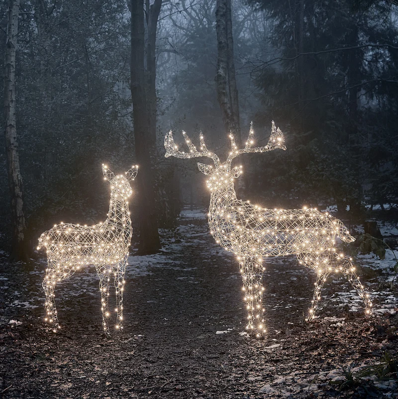 2er Set LED-Rentierfamilie Hirsch & Hirschkuh XL Harlow