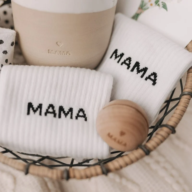 Eulenschnitt Socken weiß Mama 35-38