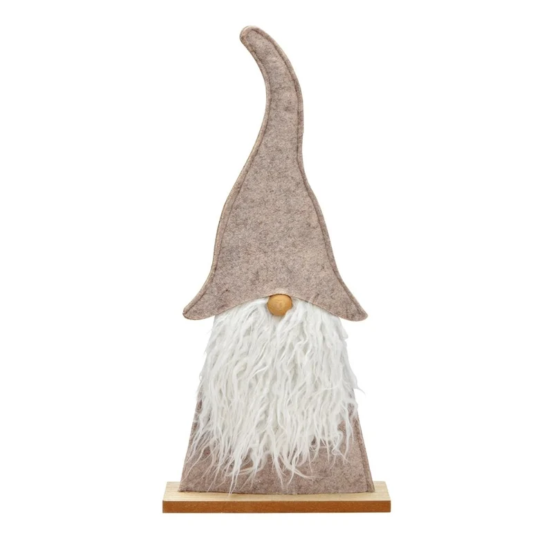 Weihnachtswichtel auf Holzsockel 56 cm beige