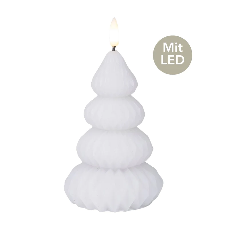 LED Kerze Tannenbaum H 13,5 cm weiß