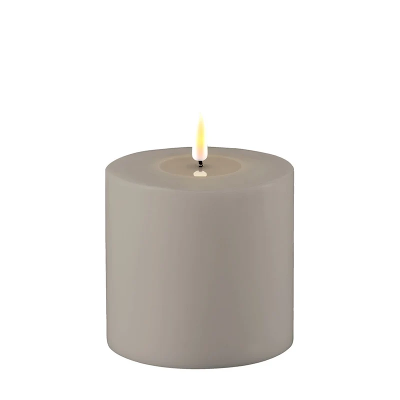 DELUXE LED Stumpenkerze Grau 10 x 10 cm Outdoor
