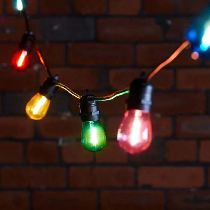 Ultimate Connect 10m 20er LED Lichterkette Glühbirnen bunt koppelbar schwarzes Kabel