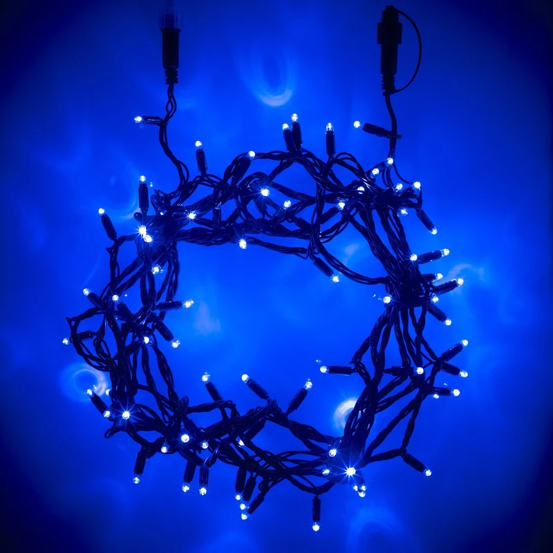 Core Connect 20m 200er LED Lichterkette blau koppelbar grünes Kabel